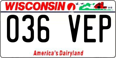 WI license plate 036VEP