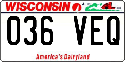WI license plate 036VEQ