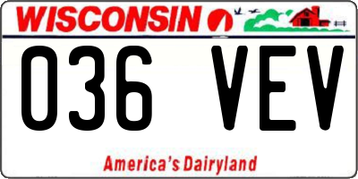 WI license plate 036VEV