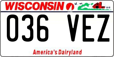 WI license plate 036VEZ