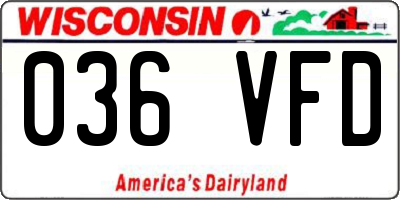 WI license plate 036VFD