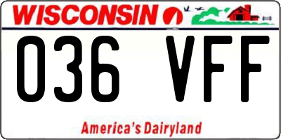 WI license plate 036VFF