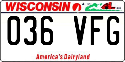 WI license plate 036VFG