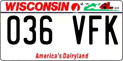 WI license plate 036VFK