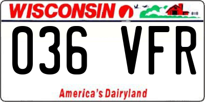WI license plate 036VFR
