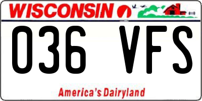 WI license plate 036VFS