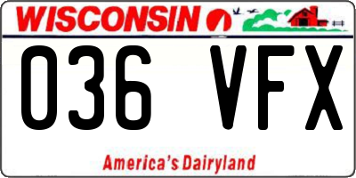 WI license plate 036VFX