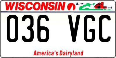 WI license plate 036VGC