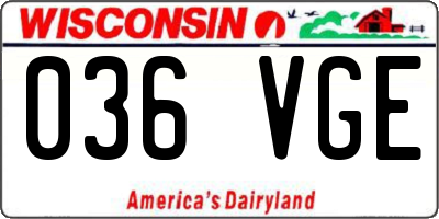 WI license plate 036VGE