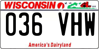 WI license plate 036VHW