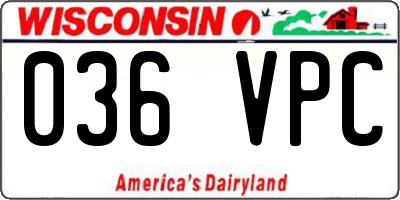 WI license plate 036VPC