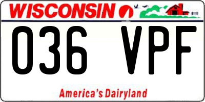 WI license plate 036VPF
