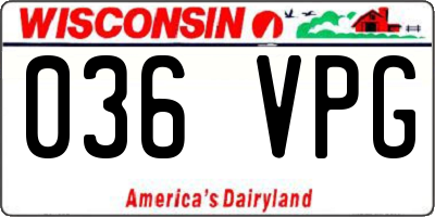WI license plate 036VPG