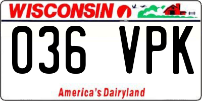 WI license plate 036VPK