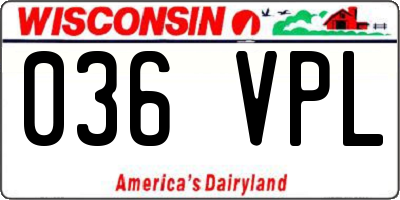 WI license plate 036VPL
