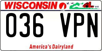 WI license plate 036VPN