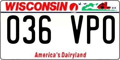 WI license plate 036VPO