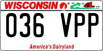 WI license plate 036VPP