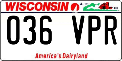 WI license plate 036VPR