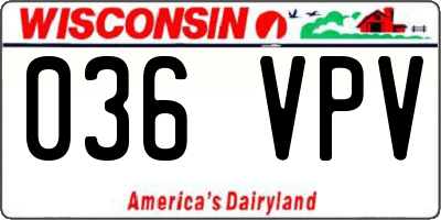 WI license plate 036VPV