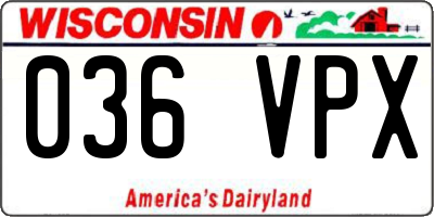 WI license plate 036VPX