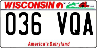 WI license plate 036VQA