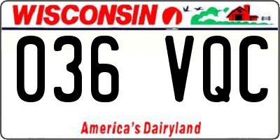 WI license plate 036VQC