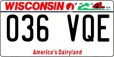 WI license plate 036VQE