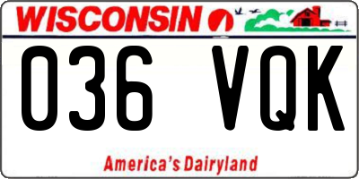 WI license plate 036VQK
