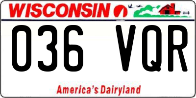 WI license plate 036VQR