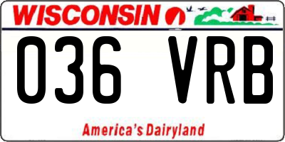 WI license plate 036VRB