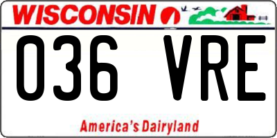 WI license plate 036VRE