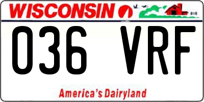 WI license plate 036VRF