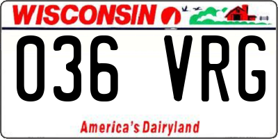 WI license plate 036VRG