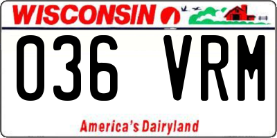 WI license plate 036VRM