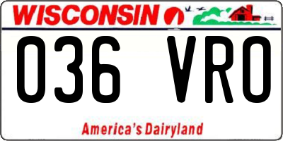 WI license plate 036VRO
