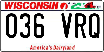 WI license plate 036VRQ
