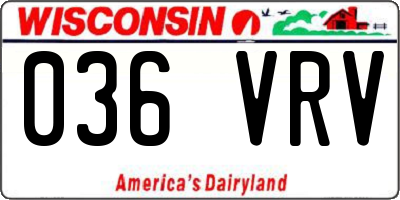 WI license plate 036VRV