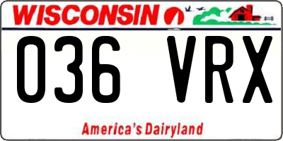 WI license plate 036VRX