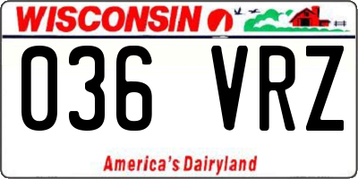 WI license plate 036VRZ