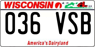 WI license plate 036VSB