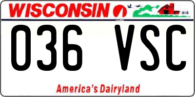 WI license plate 036VSC