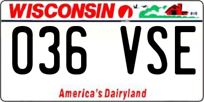 WI license plate 036VSE