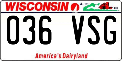 WI license plate 036VSG