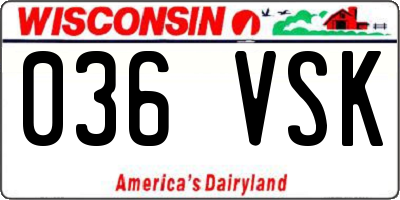 WI license plate 036VSK