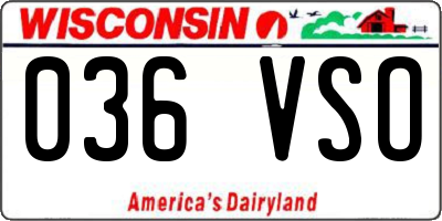 WI license plate 036VSO