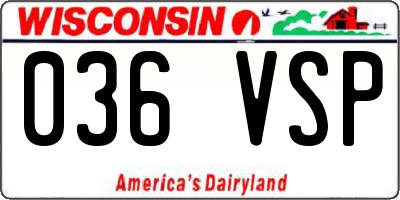 WI license plate 036VSP