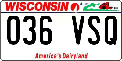 WI license plate 036VSQ