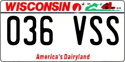 WI license plate 036VSS