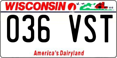 WI license plate 036VST